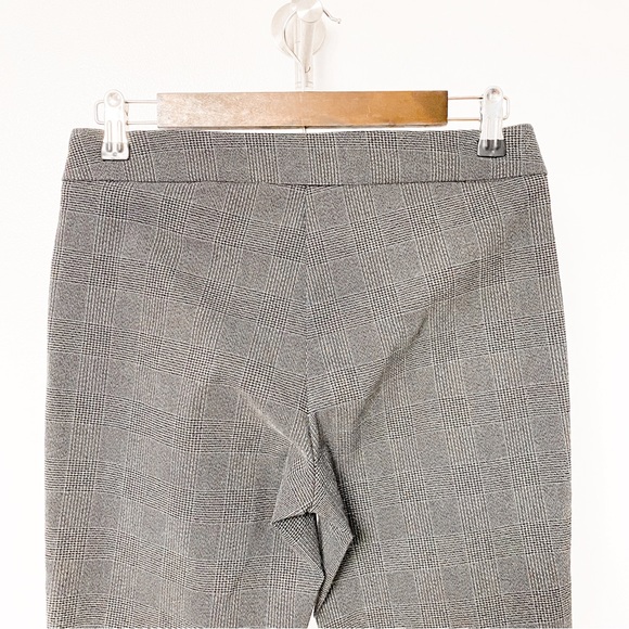 Nanette Lepore Plaid Pull On Stretch Tapered Fall Preppy Chic Trouser Pants Gray - Picture 4 of 9